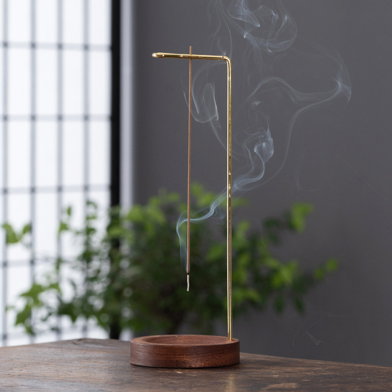 Quemador de incienso al revés , soporte para palitos de incienso, bandeja de incienso redonda de madera, adorno para dormitorio, manualidades de decoración de Yoga para el hogar: YELLOW