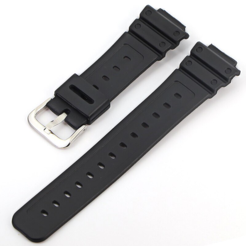 Suitable For casio-Watches Watchband Silicone Rubber Bands EF Replace Electronic Wristwatch Band Sports Watch Straps GW-M5610: black silver