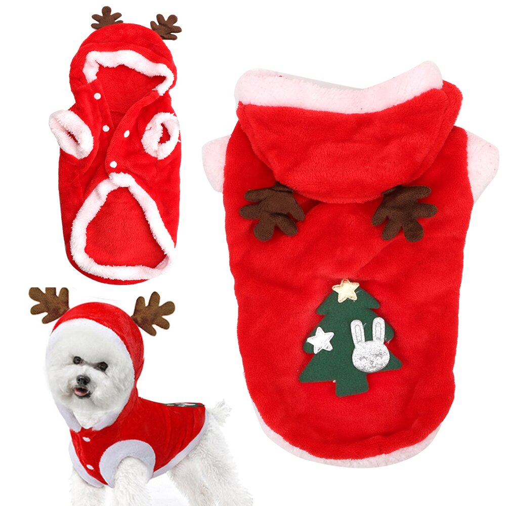 Kerst Hond Kleding Hond Kleren Kleine Honden Katten Santa Kostuum Kitten Puppy Outfit Hoodie Warme Kleding Accessoires