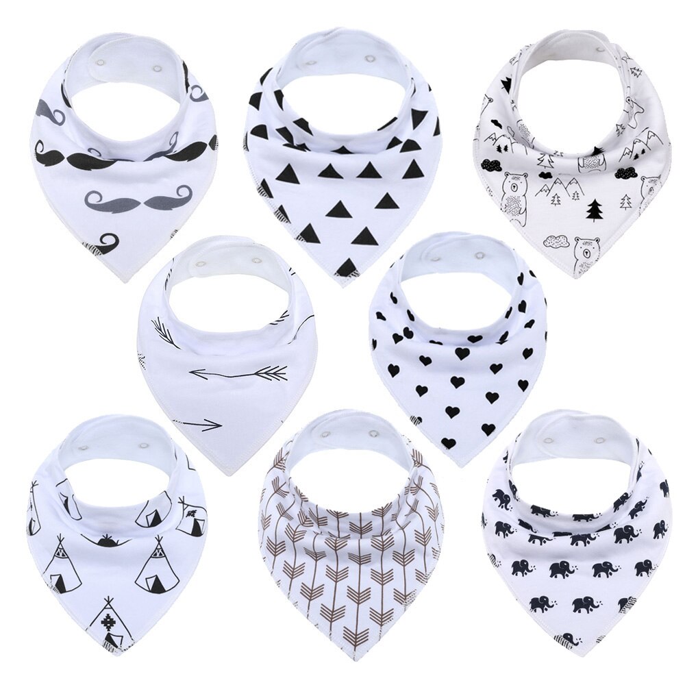 Bavoirs Bandana pour bébés, bavettes pour garçons et filles, 100% coton biologique, doux et absorbant, pour -nés, 8 pièces: K80022-1