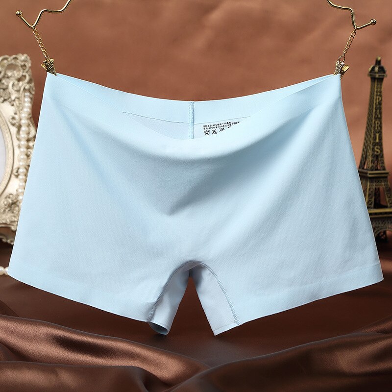 KJ22 Ladies Safety Lingerie Underwear Mid Waist Seamless Women's Panties Female Boyshort Pants: Light blue