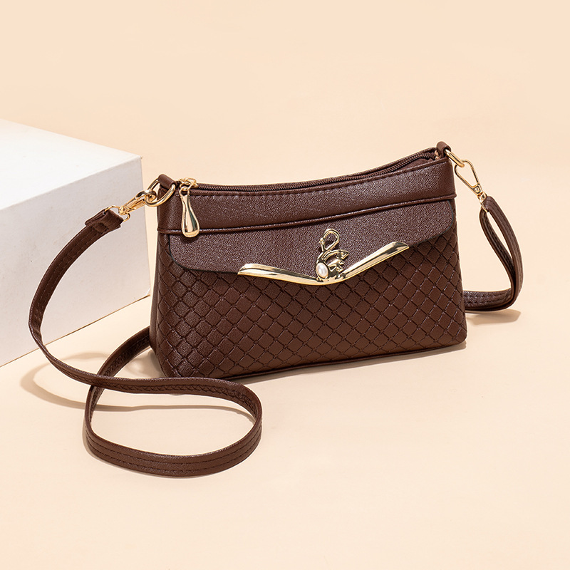 Tassen Dames Dames Tassen Mode Casual Houndstooth Crossbody Wisseltassen Kleine Vierkante Tassen: Bruin