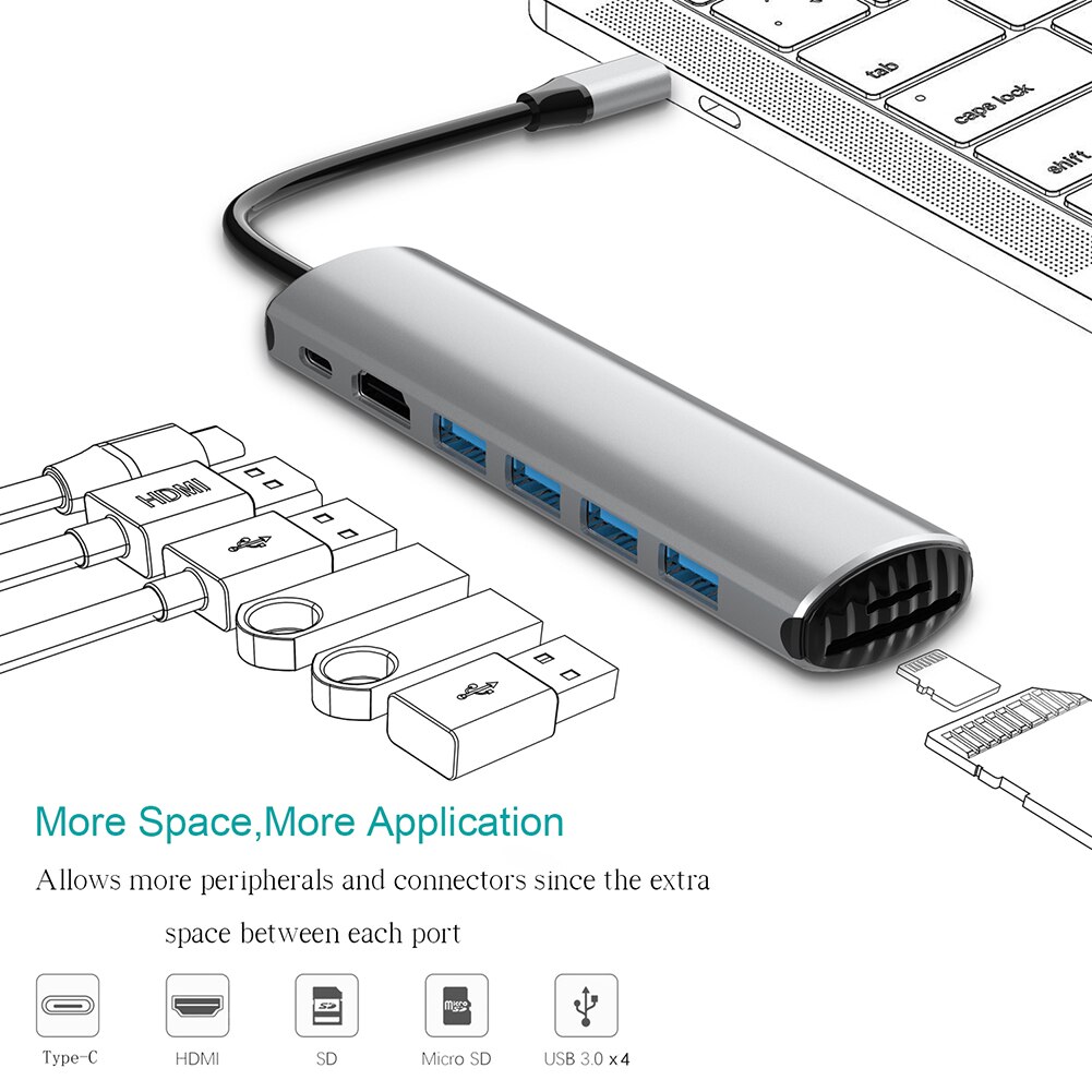 Notebook Smartphone Uitbreiding Converter 8 In 1 Type-C Hub 4 Usb 3.0 4K Hdmi-Compatibel Sd tf Kaartlezer USB-C Pd 3.0 Adapter