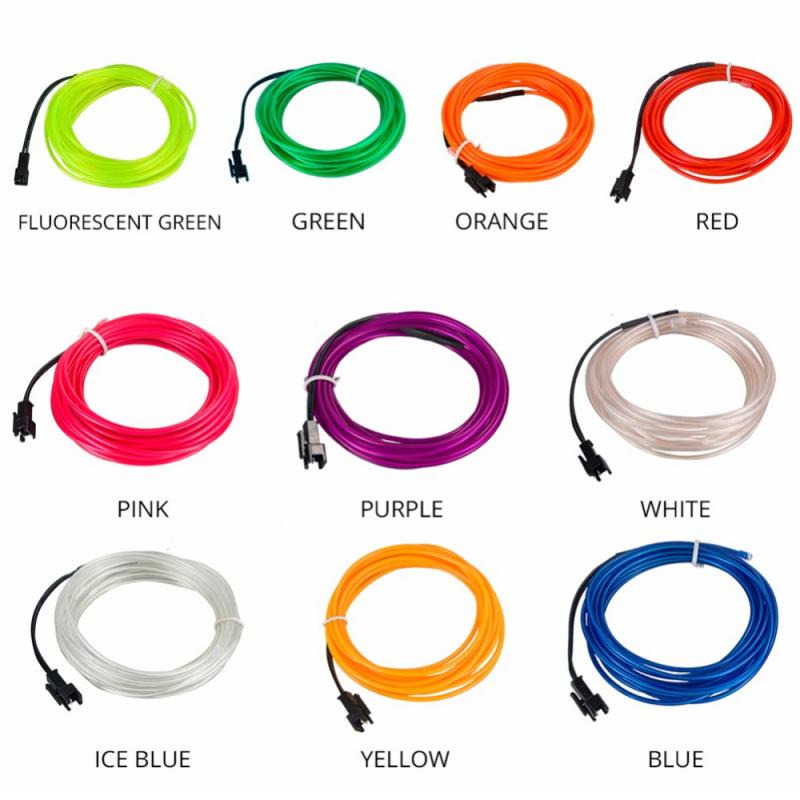 Luz de neón Flexible, cinta con Cable, Cable electroluminiscente, tira de luces de LED neón, zapatos, ropa, coche, cinta decorativa, lámpara de luz Interior