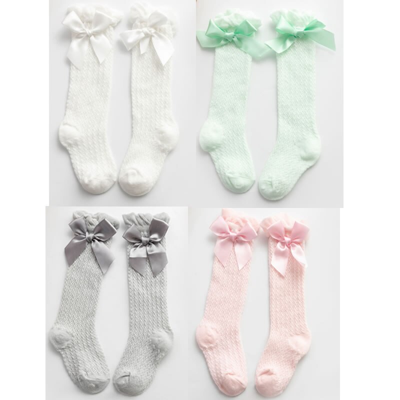Gittergewebe Bogen Baby Socken Sommer Dünne Anti-moskito Socken Kleinkind Mädchen Prinzessin Bowknet Vertikale Gestreiften Socke Gewöhnlichen Socken Rohr