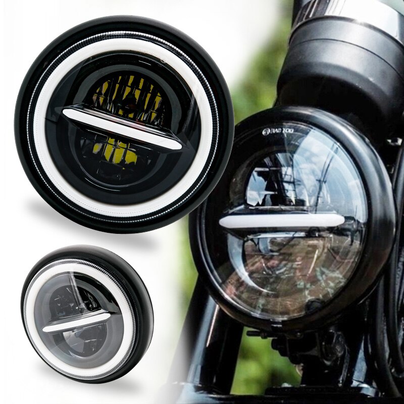 Phare Led universel de 7 pouces pour motos, pour Harley Sportster Cafe Racer Bobber Honda CB400, 7.5 pouces