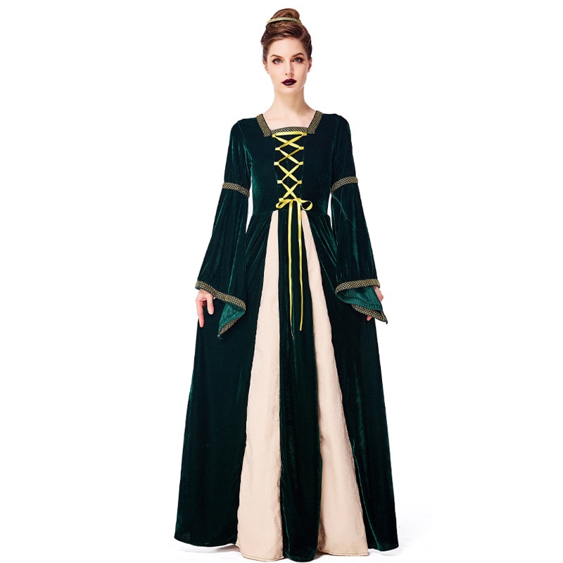 Umorden Fantasia Adult Women Renaissance Medieval Dress Gown Gothic Princess Queen Halloween Purim Party Costumes Plus Size