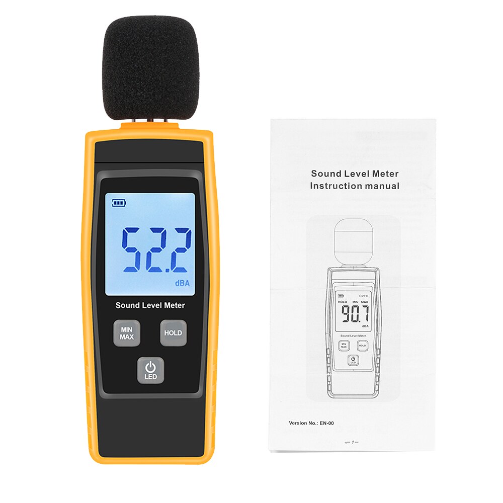 LCD Digital Sound Level Meter DB Meters 30-130dBA Noise Volume Measuring Tool Decibel Monitoring Tester Max/Min/Data Hold Mode