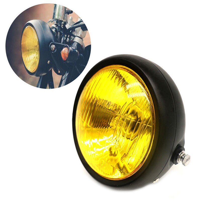 Motorcycle Black Metal Retro Front Headlight For GN125 Cafe Racer Bobber Custom