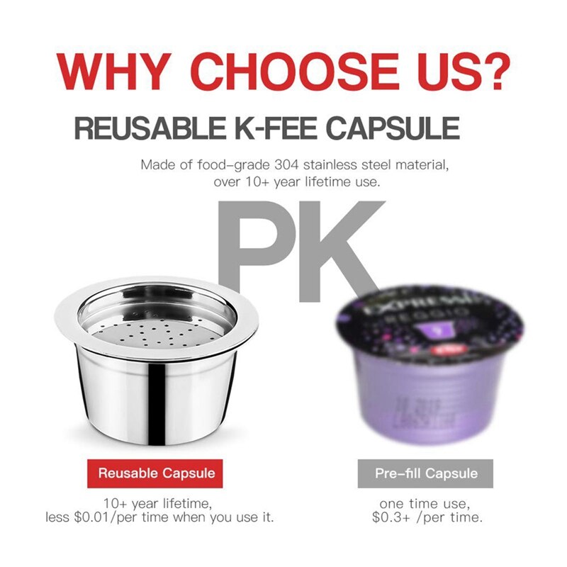 Für Verismo K GEBÜHR CBTL Nachfüllbare Kaffee Kapsel Schote Filter Edelstahl einstellen 1Capluse + 1 Löffel