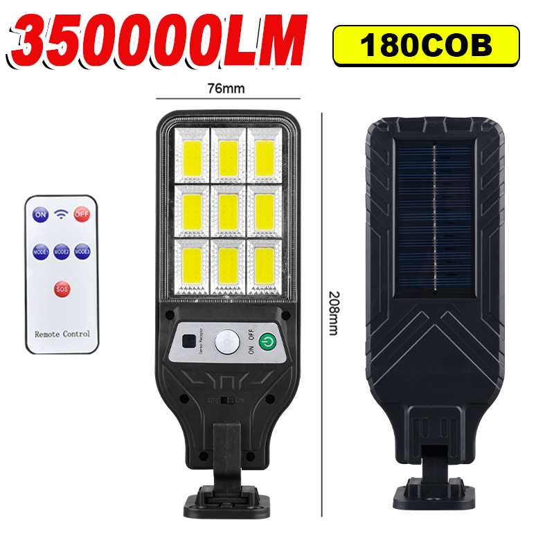 350000 LM Zewnętrzne lampy słoneczne Czujnik ruchu Solarne 3-tryby Wodoodporne oświetlenie ścienne bezpieczeństwa do oświetlenia ulicznego na patio z drzwiami ogrodowymi: Default Title