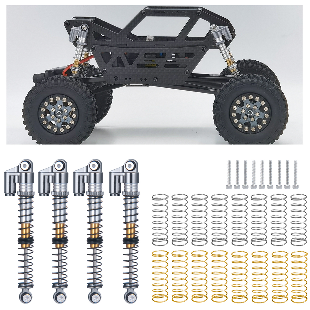 YEAHRUN 4 Uds 53mm amortiguador de aluminio roscado Tele amortiguador actualizaciones para 1/24 RC coche Axial SCX24 JLU gladiador Micro Crawler