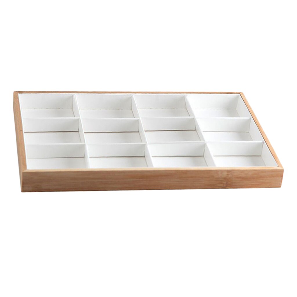 Premium Bamboo Wood Stackable Jewelry Tray Showcase Display Organizer, 12 24Grid Jewelry Holder Box earring show case: White 12 Grids