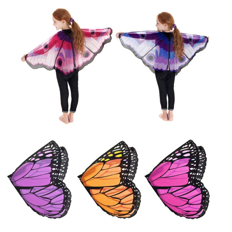 Eventyr prinsesse cosplay kostyme sommerfuglvinger sjal kappe stjal barn gutter jenter skjerf wrap tilbehør