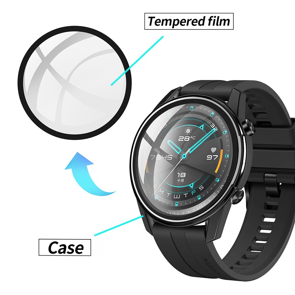 Capa protetora de tela para huawei relógio gt 2 46mm 42mm 2e caso gt2 pára-choques com filme de vidro temperado completa acessórios do escudo