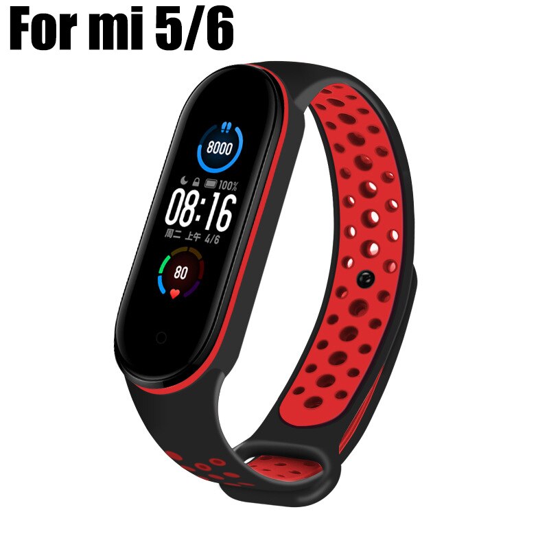 Inteligentna bransoletka dla Xiaomi Mi Band 6 5 pasek silikonowy MiBand 3 4 bransoletka pasek na rękę dla Xiaomi Mi Band 6 wymienny pasek do: Black red mi 5 6