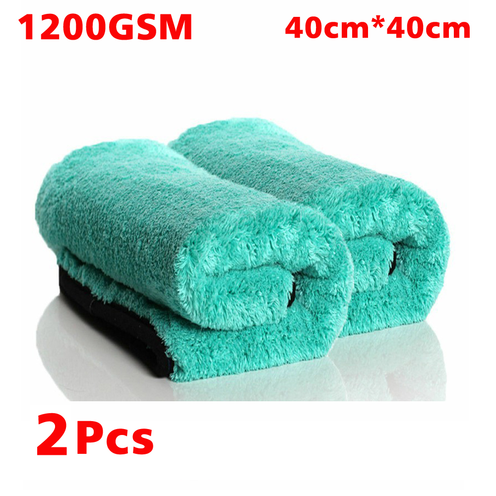 1200GSM Car Wash Drying Towel Accessory Microfiber Cleaning Tools Care Auto Detailing Products Kit Interior For Supplies Cloth: 1200GSM-Green-2pcs