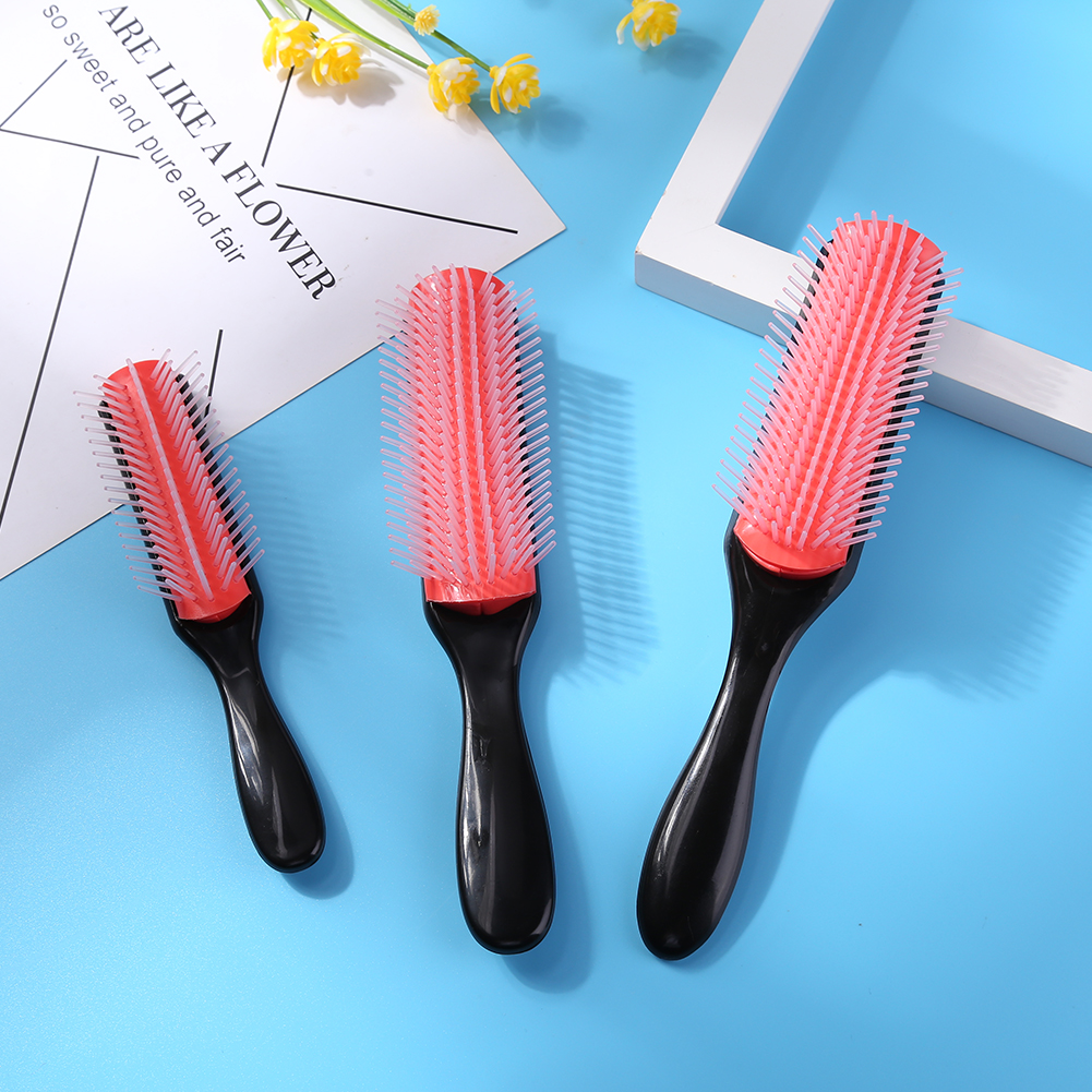 9-Row Detangling Hair Brush Rat Tail Hair Comb Styling Hairbrush Straight Curly Wet Hair Scalp Massage Brush for Women