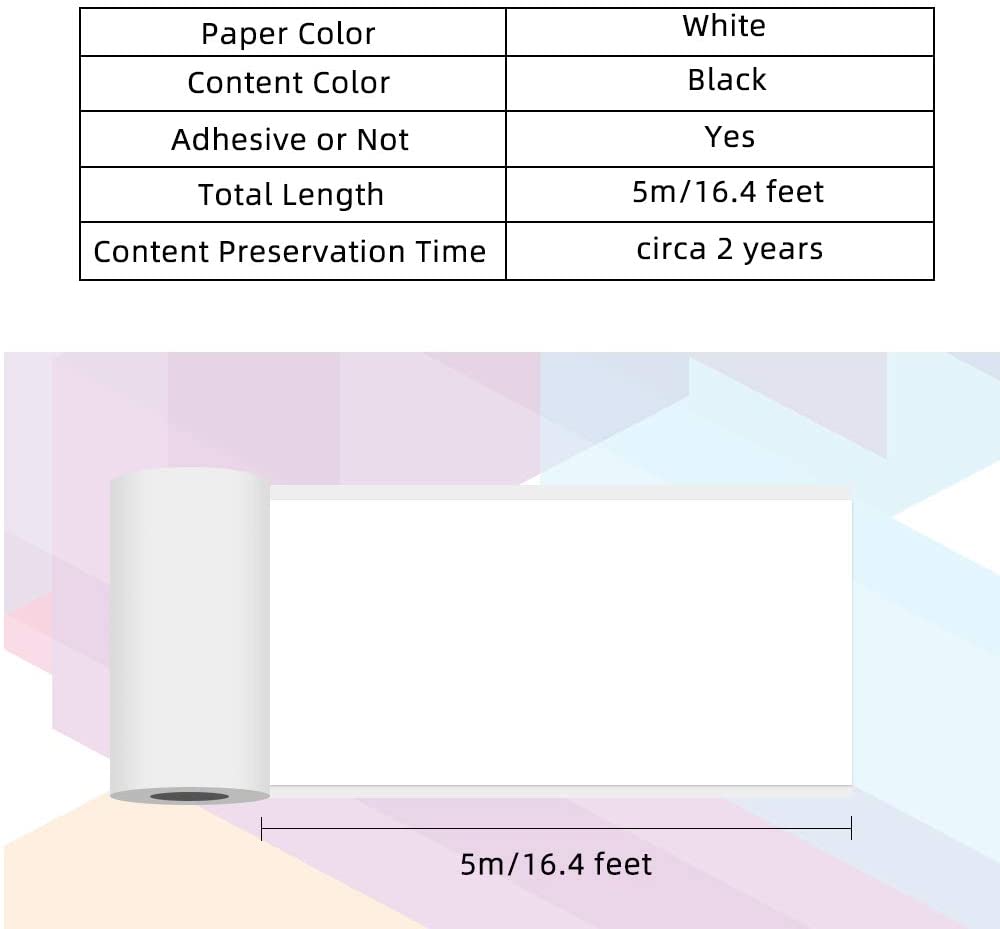 Phomemo 3 Rolls White Self-Adhesive Thermal Paper Printable Sticker Paper for Phomemo M02/M02S Photo Printer