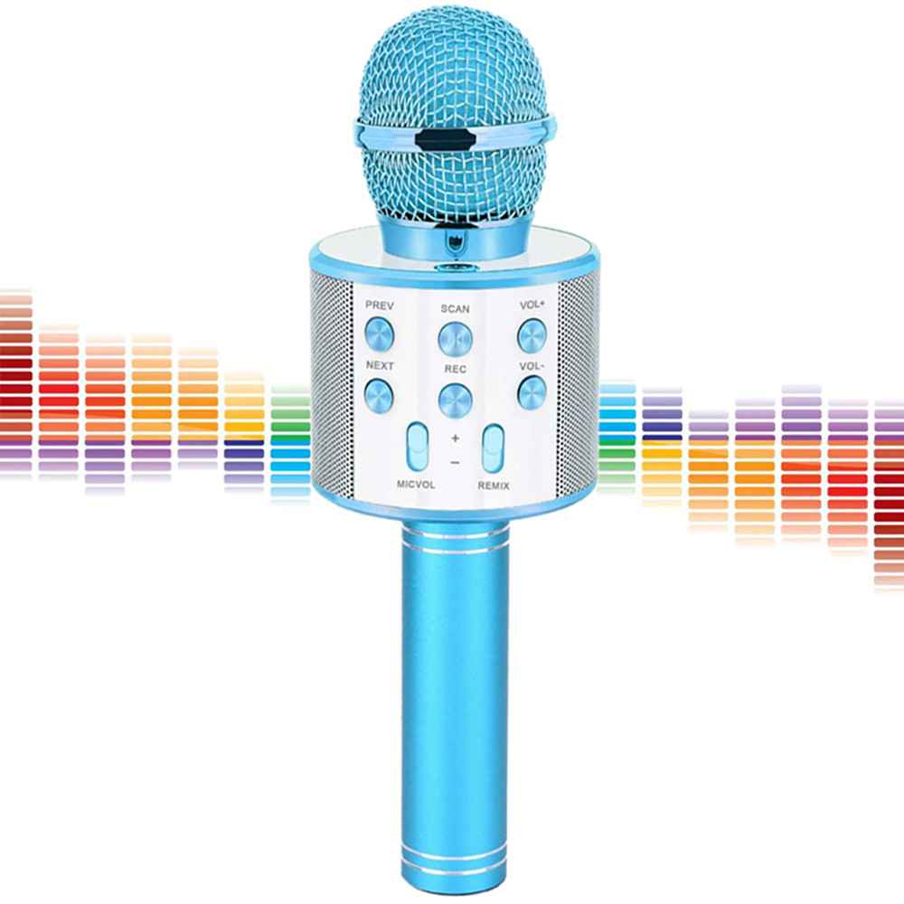 wireless bluetooth USB microphone condenser karaoke mic stand radio mikrofon studio recording studio Child's: Blue