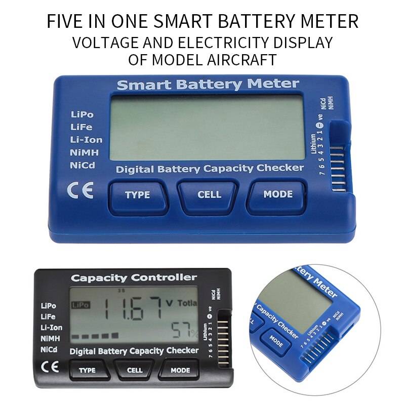 Digitale batterijtester, batterijcontrole, controller, lcd voor lipo life, li-ion, nicd, nimh