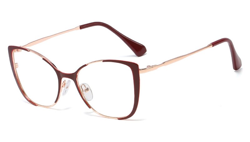 Peekaboo retro Katze Auge brille rahmen für frauen optische damen artikel klar objektiv metall brillen Rahmen weibliche dekoration: rot Gold