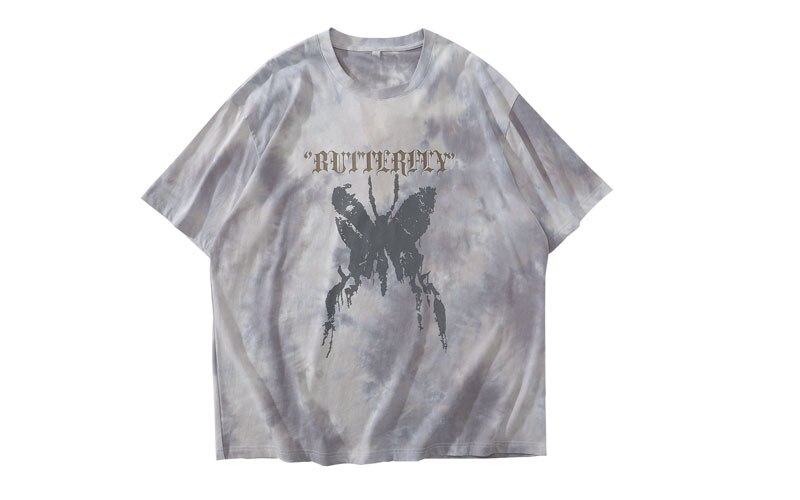 GONTHWID-camisetas con estampado de mariposa desgastado para hombre, ropa de calle Harajuku, Hip-Hop, informal, de algodón, manga corta: White / L