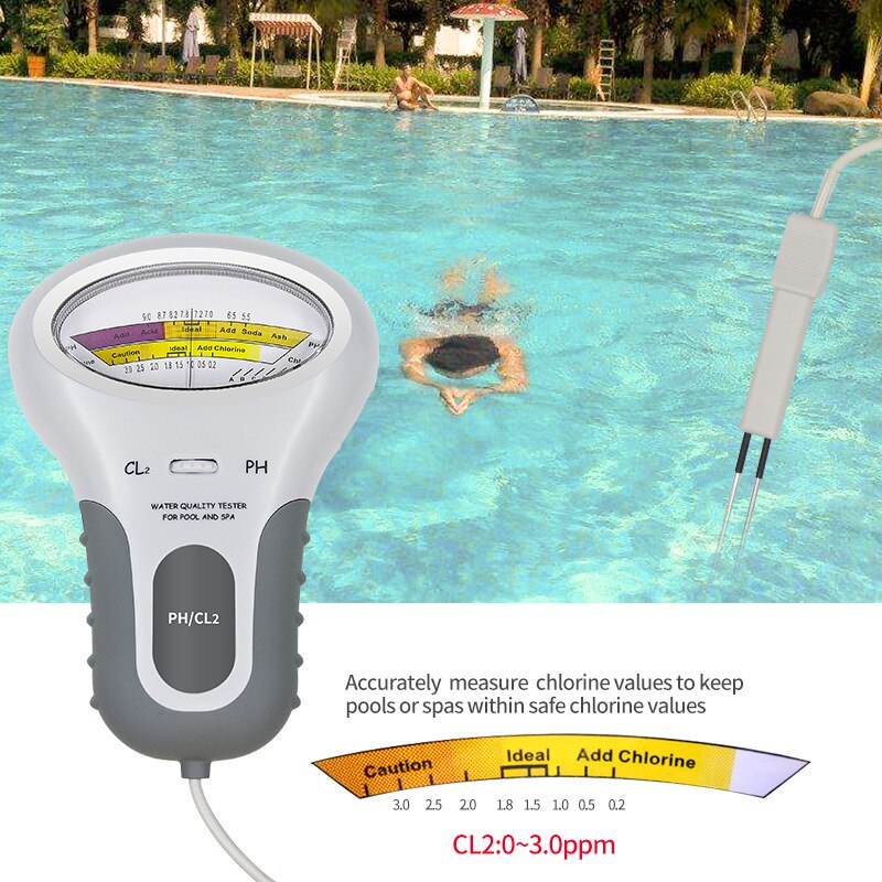 Medidor de prueba de del agua para piscina, Detector de cloro Residual CL2, Sensor de prueba de PH, pluma, agua del grifo, acuario
