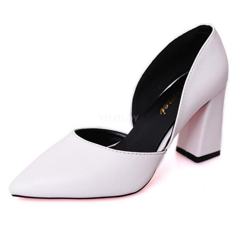 Décolleté da donna eleganti tacchi alti 2021 nuovo spesso con moda semplice lavoro punta a punta Zapatos De Mujer Plataforma: Beige / 39