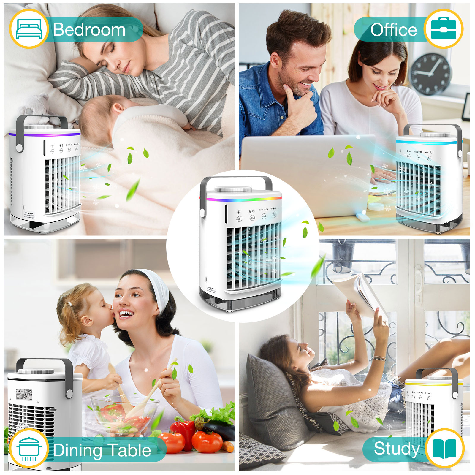 Thuis Draagbare Airconditioner Mini Koeler Ventilator Usb Ultrasone Verstuiving Luchtbevochtiger Airconditioning Koelventilator Kleurrijk Licht