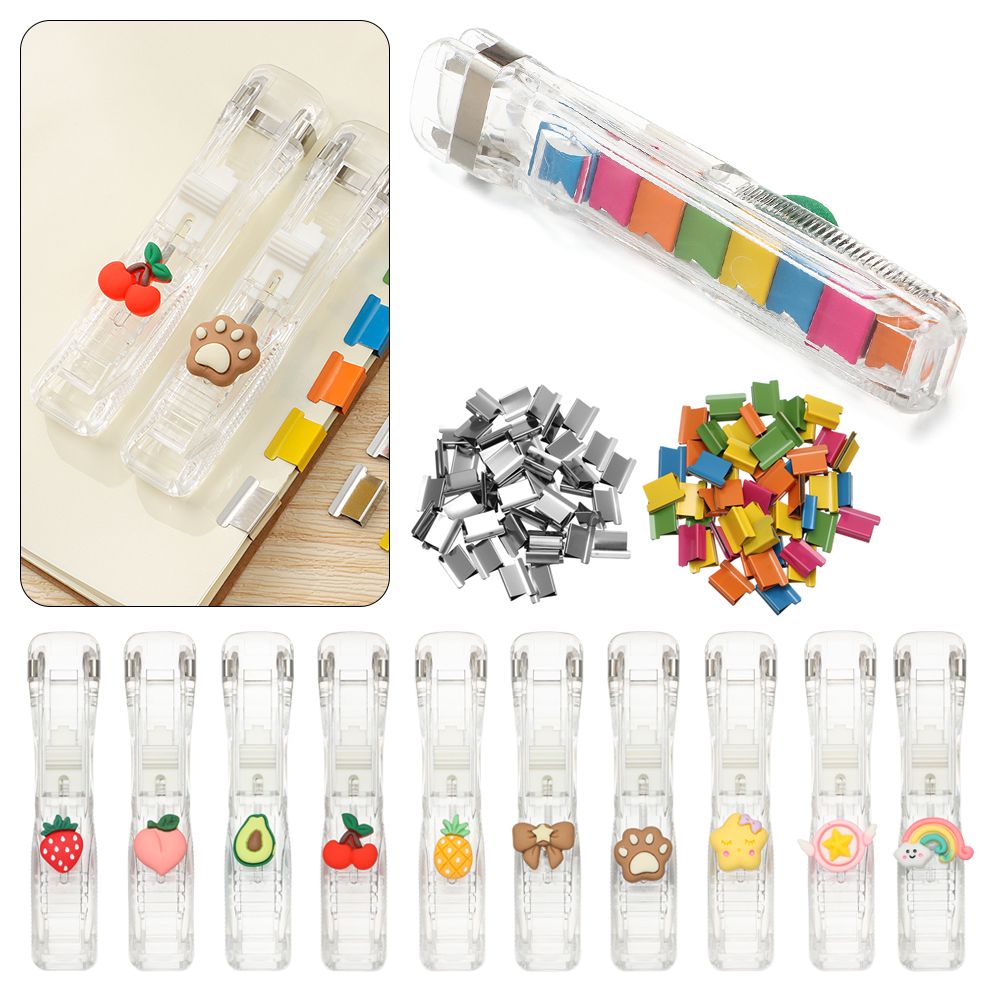 Push Clip Stapler Staple Remover Binder Push Clamp Tape Dispenser Paper Clips Office Supplies Set Desktop Stapler Office