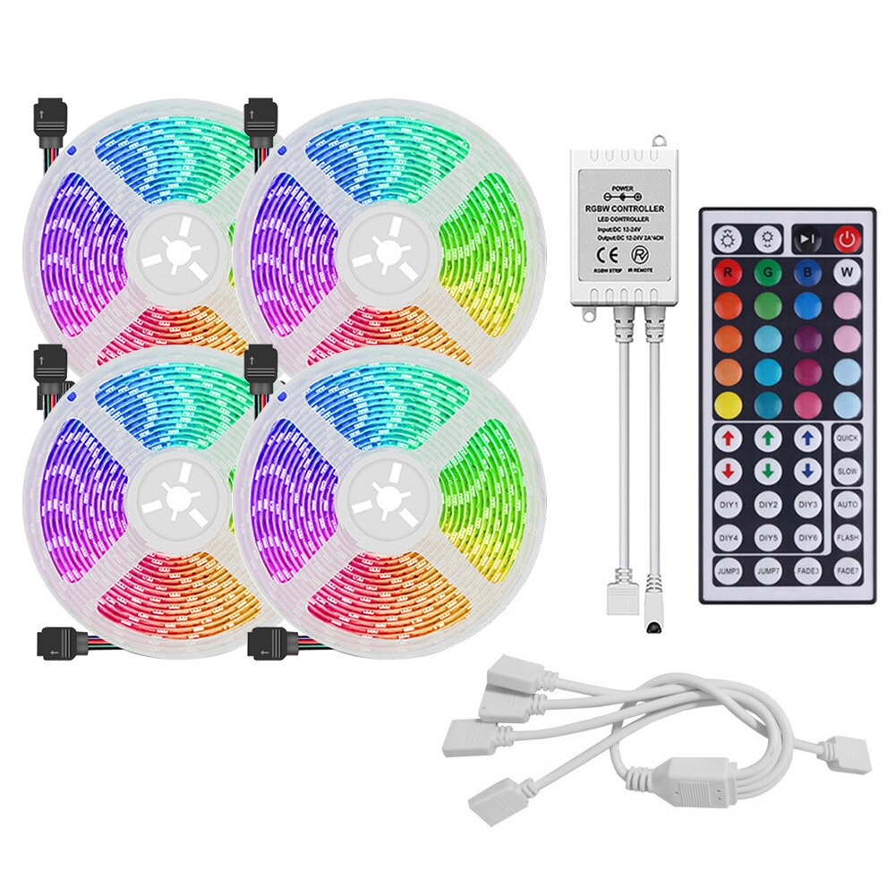 Tira de luces LED SMD 3528, lámpara de cinta Flexible RGB con 44 teclas, Control remoto IR, 20m: 20m Strip Light