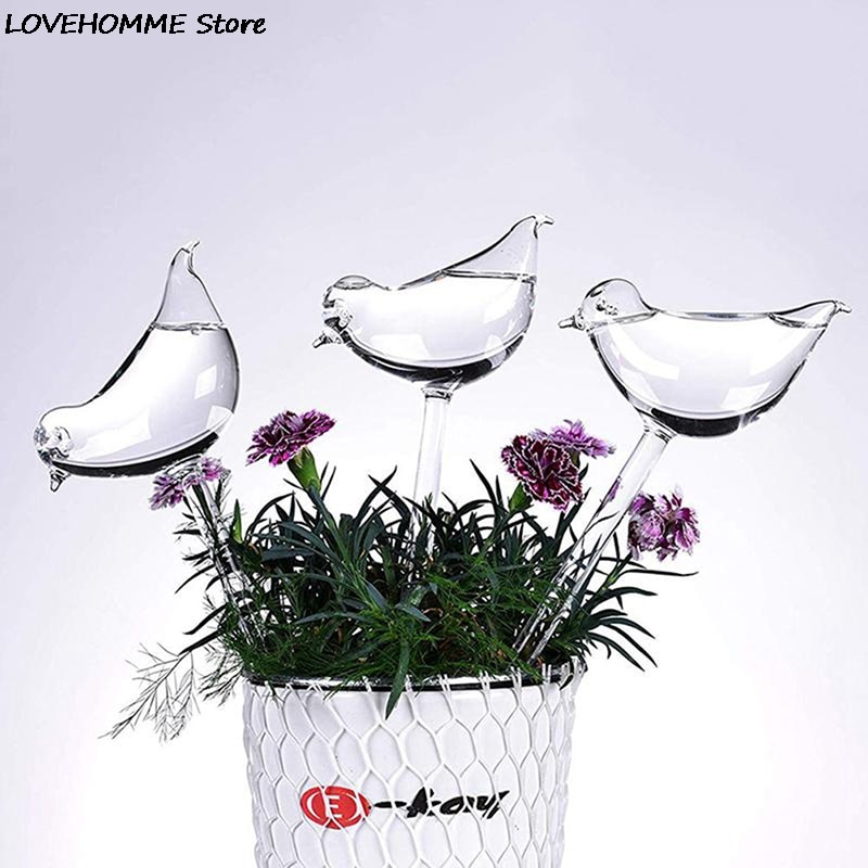 1 stk automatisk blomstervanningsanlegg plantevann selvvannende globus fugleform håndblåst klare plast aqua pærer