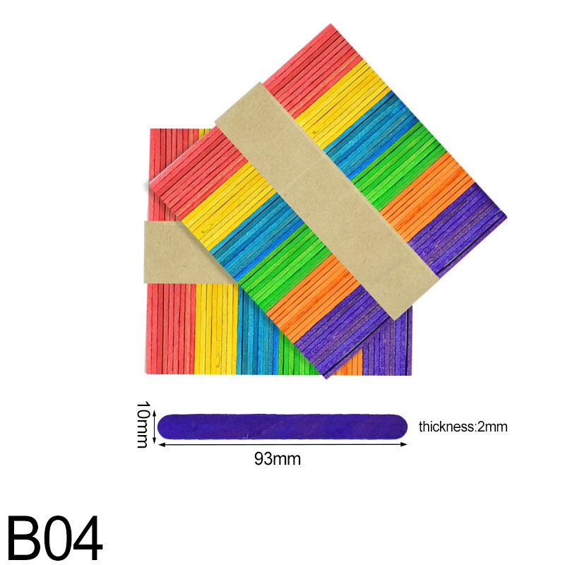 50pcs/lot Popsicle Stick Natural Wood Ice Cream Sticks Kids DIY Hand Crafts Ice Cube Making Cream Tools Model Lollipop Cake Mold: B04