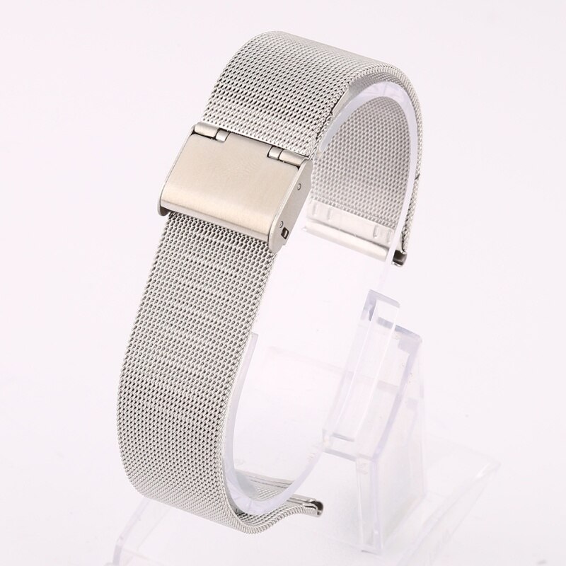 Correa de reloj milanesa popular 12mm 14mm 16mm 18mm 20mm 22mm 24mm Universal de acero inoxidable correa de reloj pulsera de plata negra