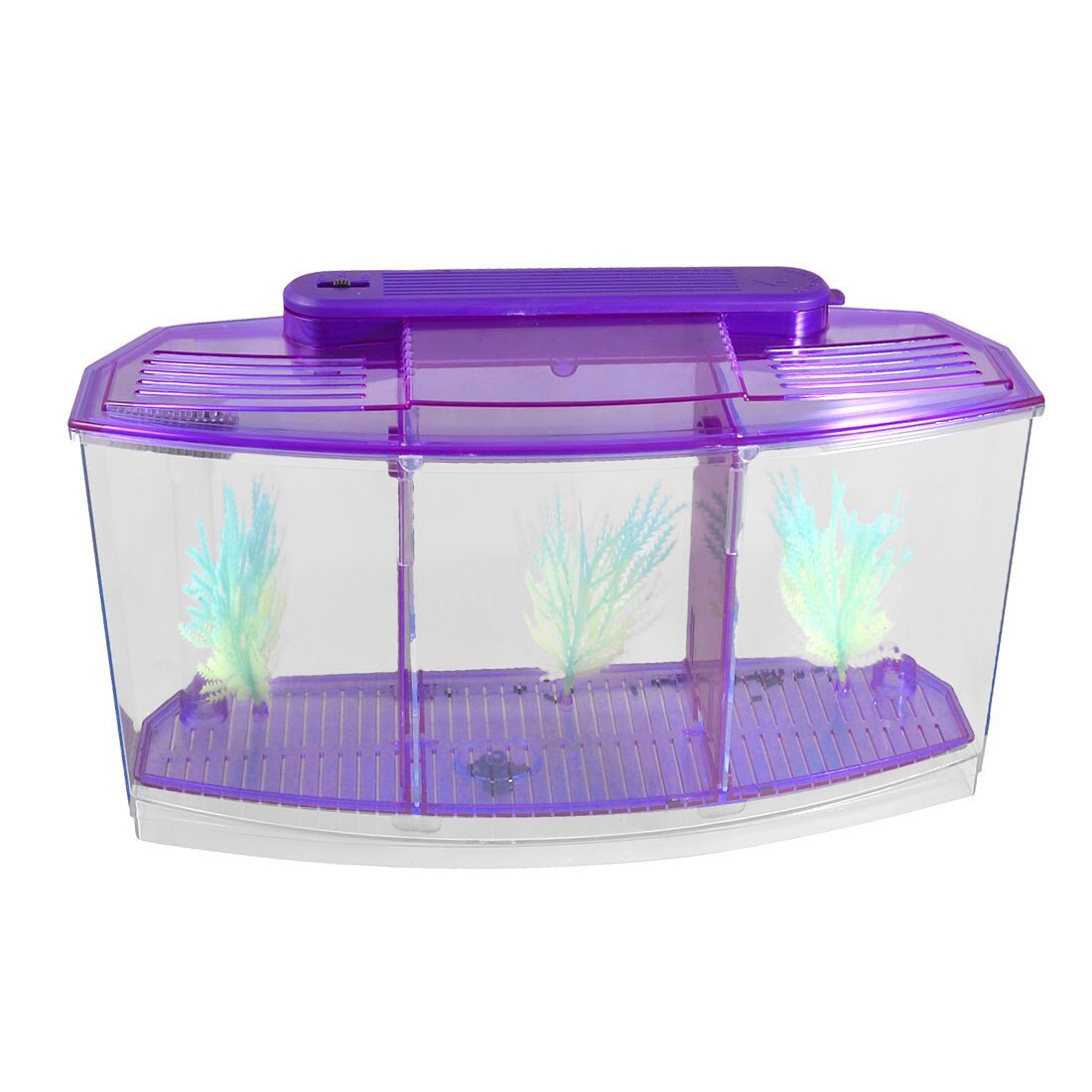 Transparent, lilla plast batteridrevet led-lampe mini stasjonær fiskeakvarium