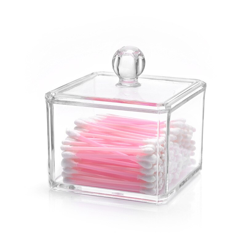 Boîte de rangement carrée transparente pour coton-tige, boîte acrylique transparente, dissolvant de maquillage, coton cosmétiques, bijoux, rouge à lèvres