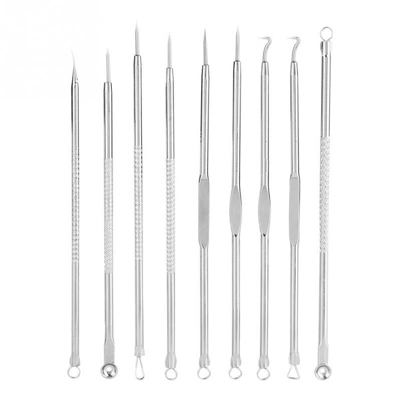 Blackhead Removal 9PCS Set Stainless Steel Needle Extractor Tweezers Comedone Pimple Removal Cleaning Tool: Type01