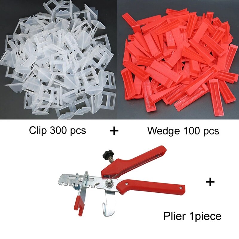 401Stck Fliesen Nivellierung System 2mm 300Stck Clips + 100Stck Keile + 1 Stück Zange Kunststoff Fliesen werkzeuge Fliesen Abstandshalter