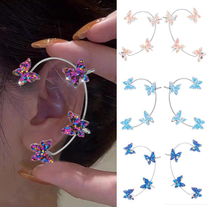1Pc Koreaanse Vlinder Oor Manchet Zonder Piercing Voor Vrouwen Mode Fonkelende Dier Clip Op Oorbellen Lady Wedding Party Sieraden