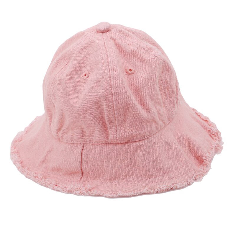 Yksivärinen harajuku bucket hat lasten ulkona ranta aurinkohattu musta keltainen panama kalastus kalastajahattu: Vaaleanpunainen