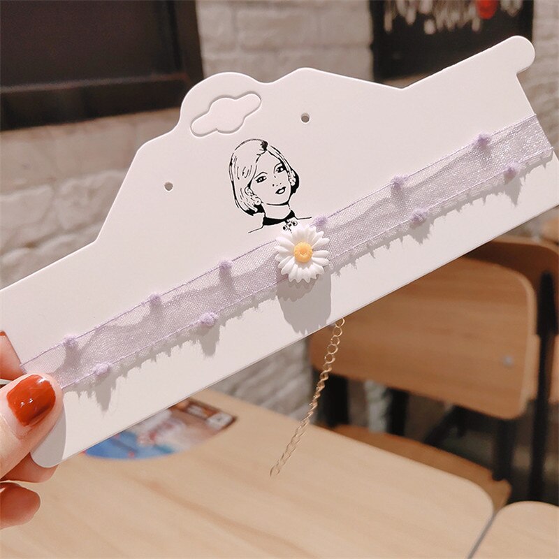 Kpop Zomer Mode Zoete Leuke Egirl Chic Esthetische Paars Kant Bloem Korte Sleutelbeen Ketting Bff Harajuku Kawaii Sieraden: 2