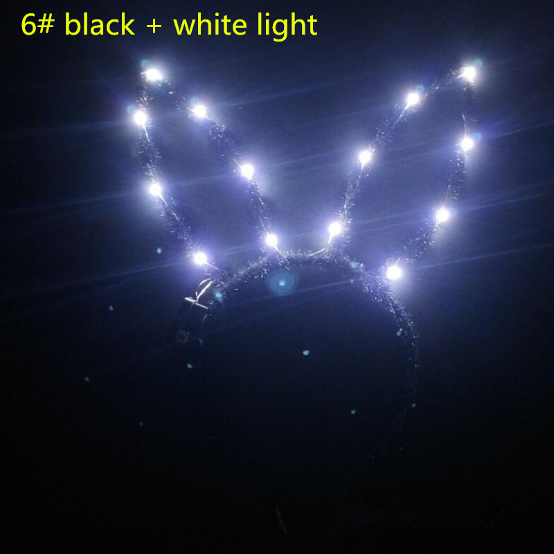 1 st kvinnor flicka långa kaninöron led blinkande pannband kanin öra lyser upp hårband glöd fest påsk: 6