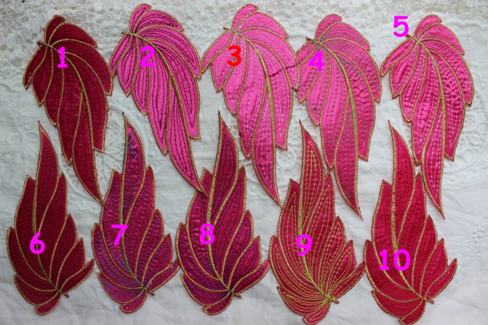 Mix Alle Kleuren Gekleurde Stof geappliceerd geborduurd blad bloemen Fushia 16-18 cm