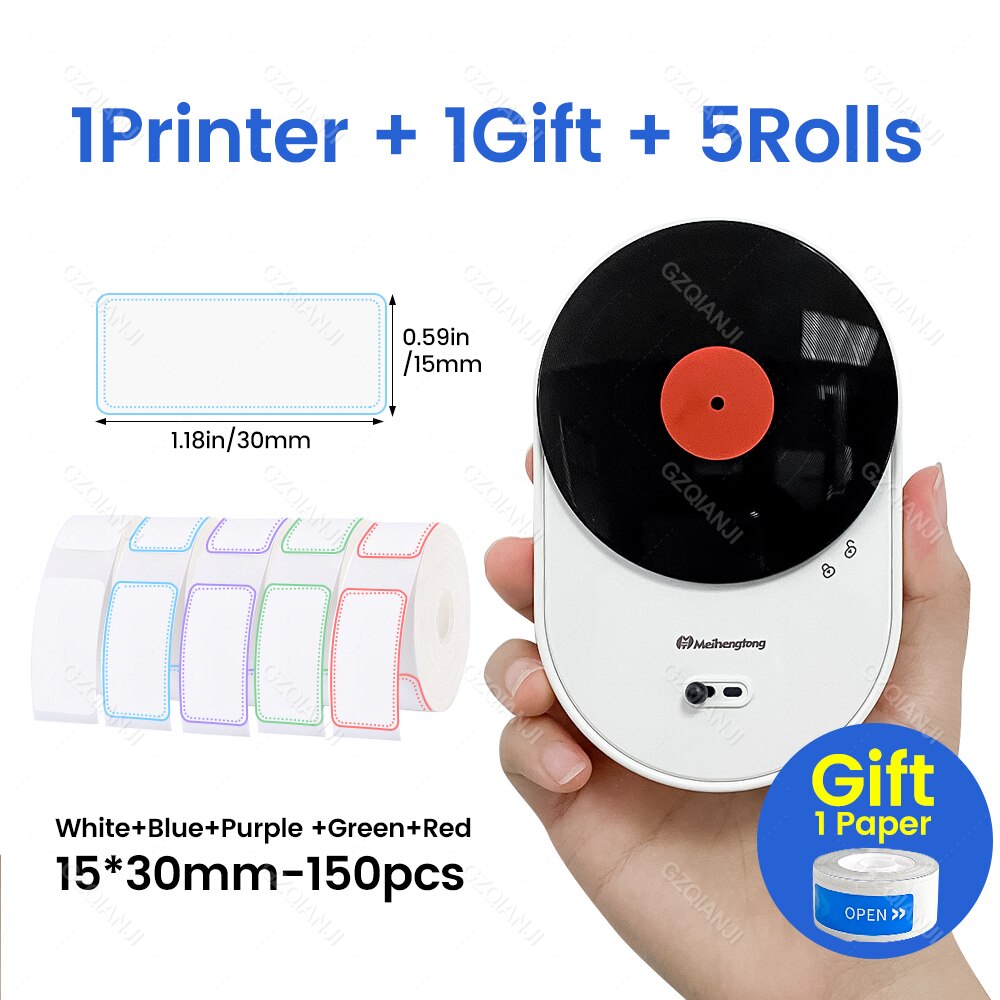 Gzqianji Mini Label Maker Machine Pocket Thermische Label Printer Alle In Een Diy Datum Sticker Label Machine Verschillende Papier Roll: Add 5 Paper