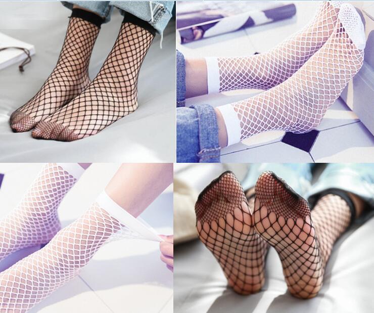 Calcetines de rejilla con volantes para mujer, medias hasta el tobillo con lazo, cortas,