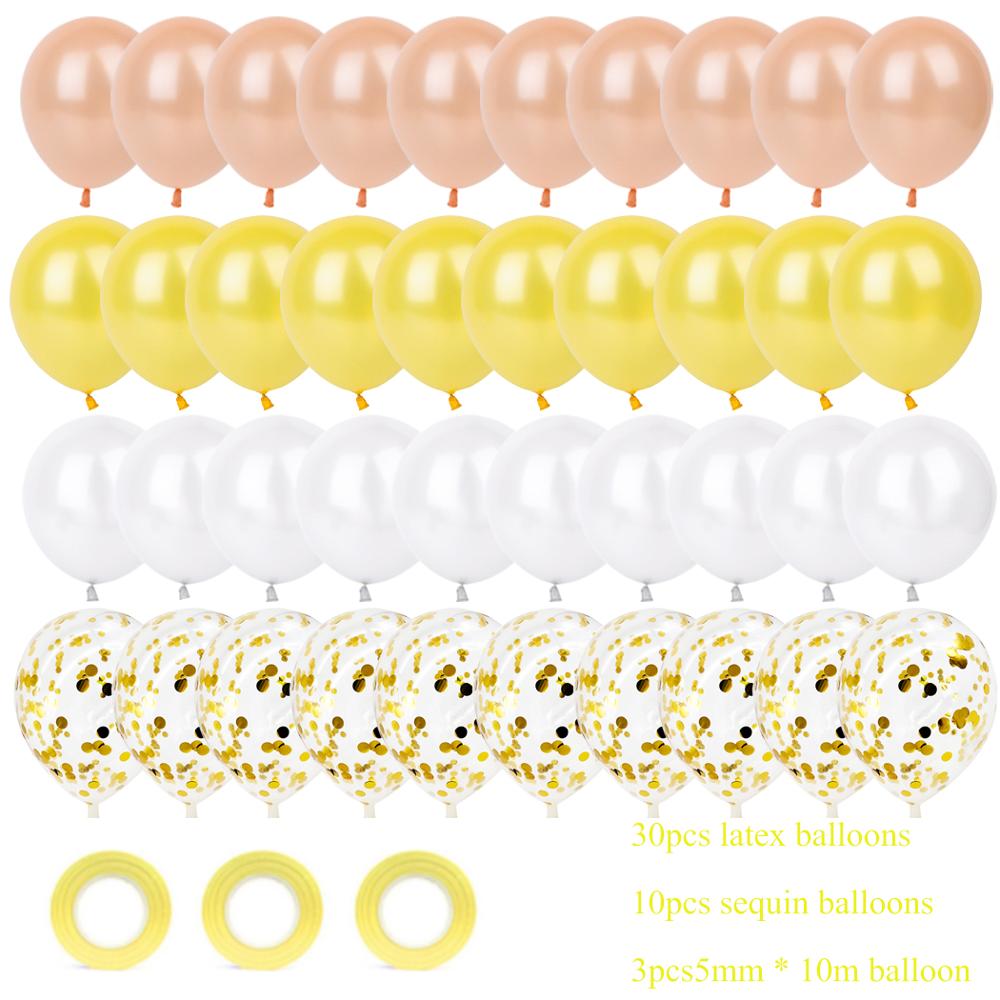 Rose Gold 1st Birthday Balloons Latex Confetti Balloons Number 1 Foil Ballons Baby Boy Girl First One Birthday Party Decorations: 40pcs gold