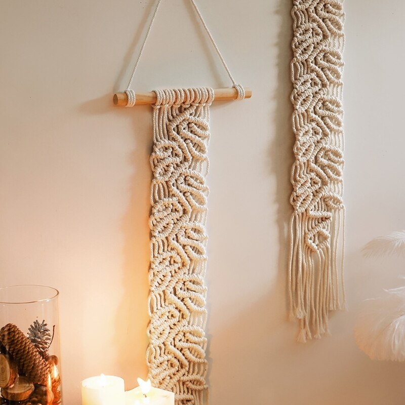 Nordic Macrame Hand Geweven Tapijt Boho Muur Opknoping Kamer Ornamenten Ambachten Geometrische Art Woonkamer Home Achtergrond Decoratie