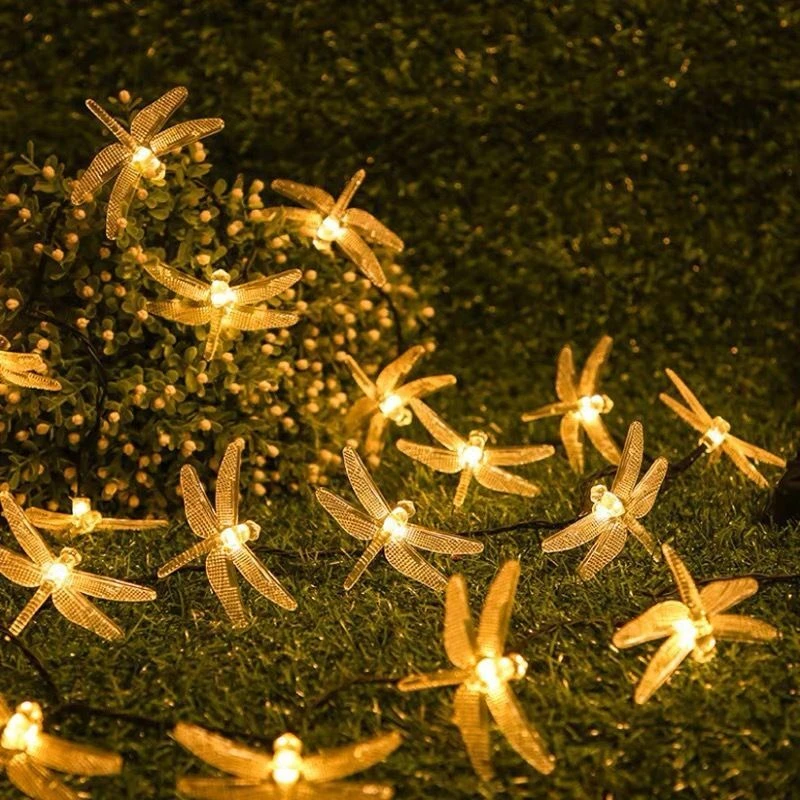 Guirlande lumineuse solaire libellule, guirlande lumineuse d'extérieur avec 8 Modes, étanche, à énergie solaire, pour Patio, cour, décoration de noël