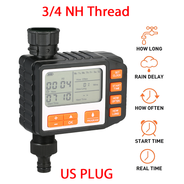 Programmable BT Water Timer Hose Faucet Timer Outdoor Battery Operated Water Flow Meter Automatic Watering Sprinkler System: Silver